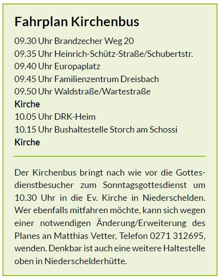 Fahrplan Kirchenbus